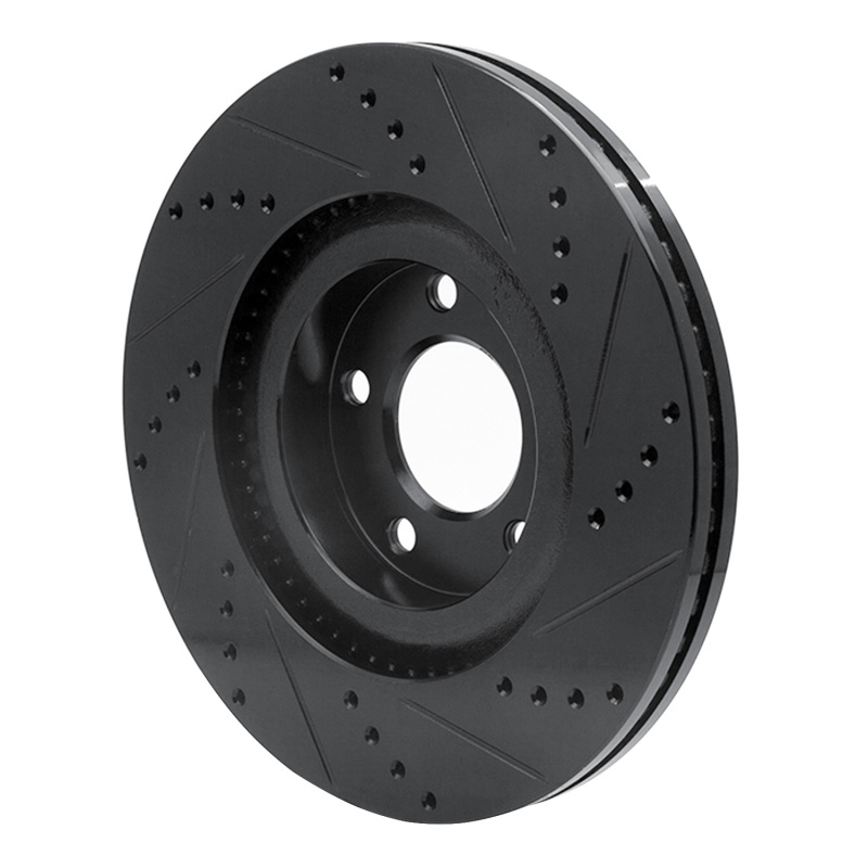 Ford Edge Brake Rotor (1) - Front Left - R1 Concepts - Drilled & Slotted - Black - `07-`15